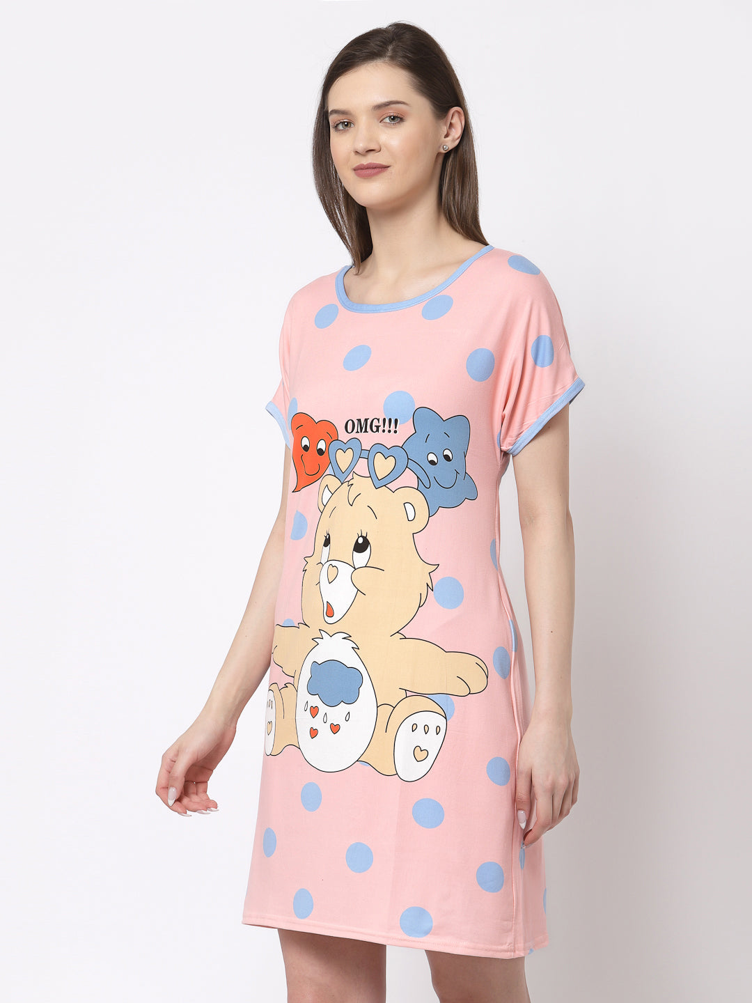 Klotthe Women MultiColor Cartoon Printed Cotton Blend Long Top