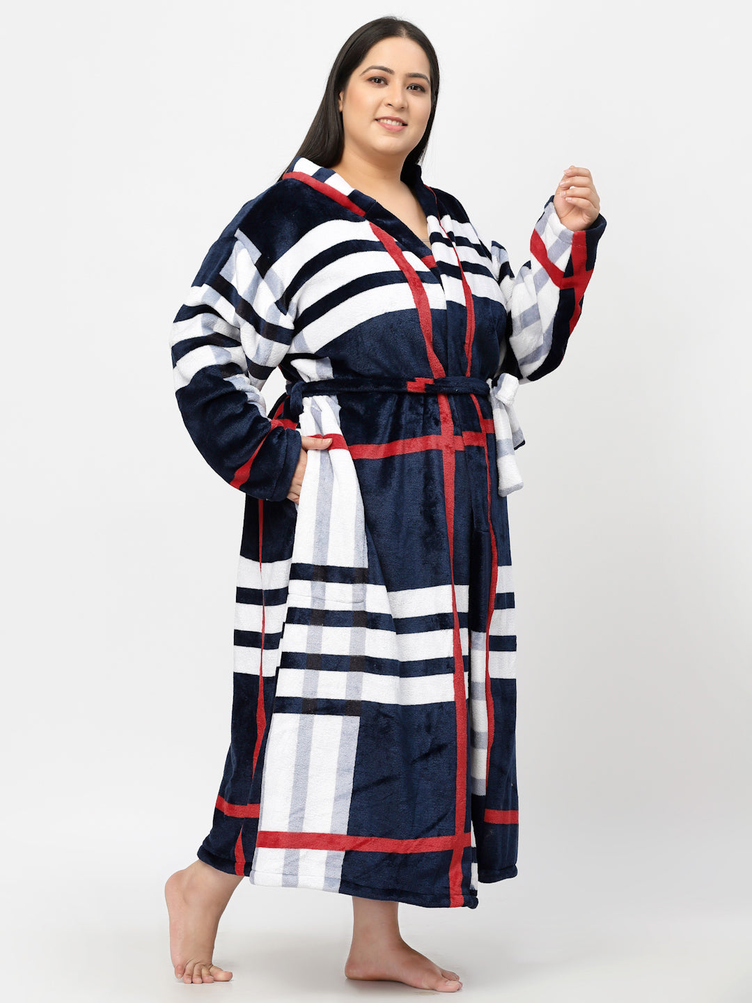 Klotthe Women MultiColor Printed Bath Robe With Belt