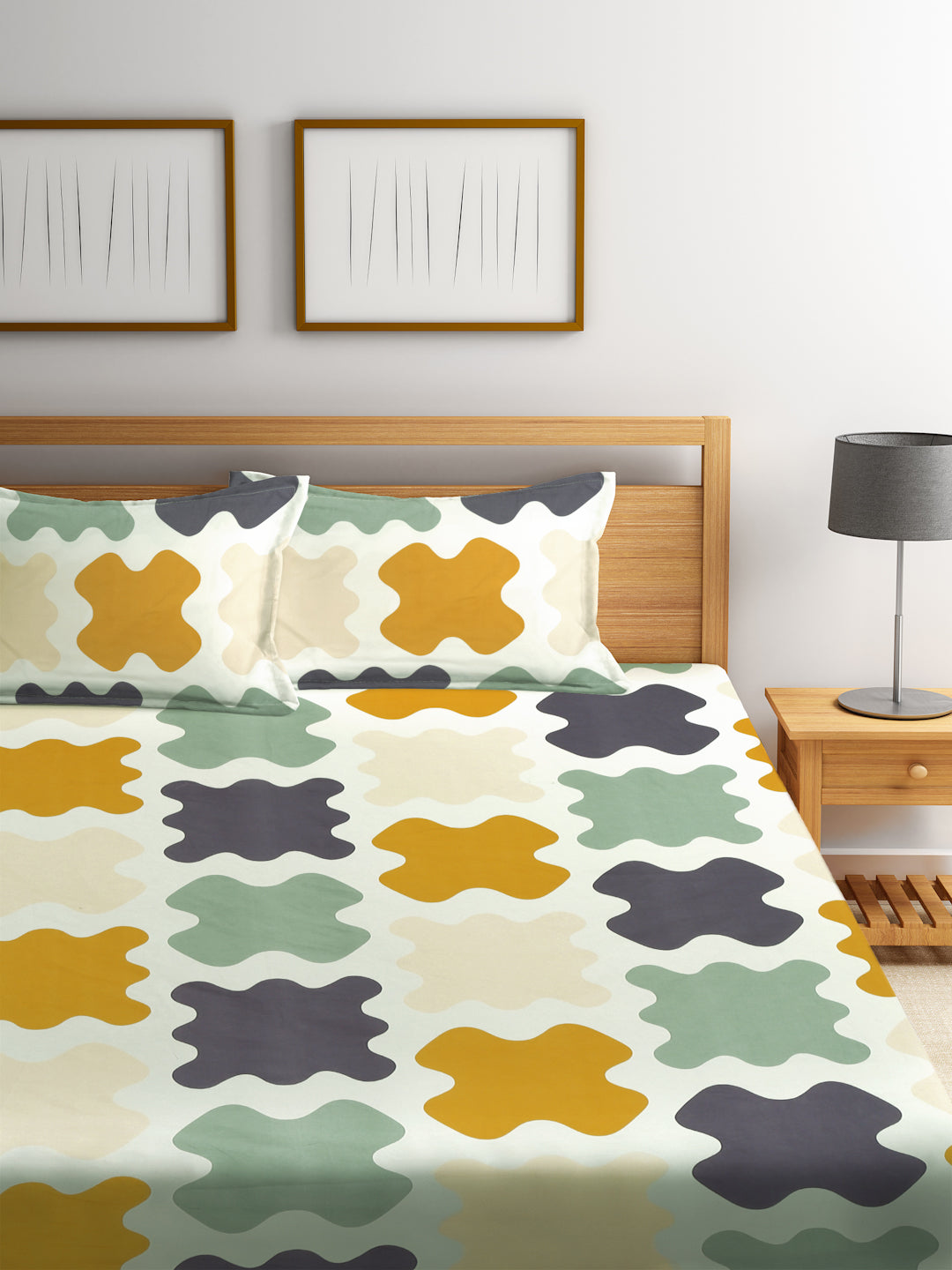 Book Fold King Size Elastic Fitted Bedsheet with Two Pillow Covers by KLOTTHE® (245 x 225 CM) (Latest Collection)
