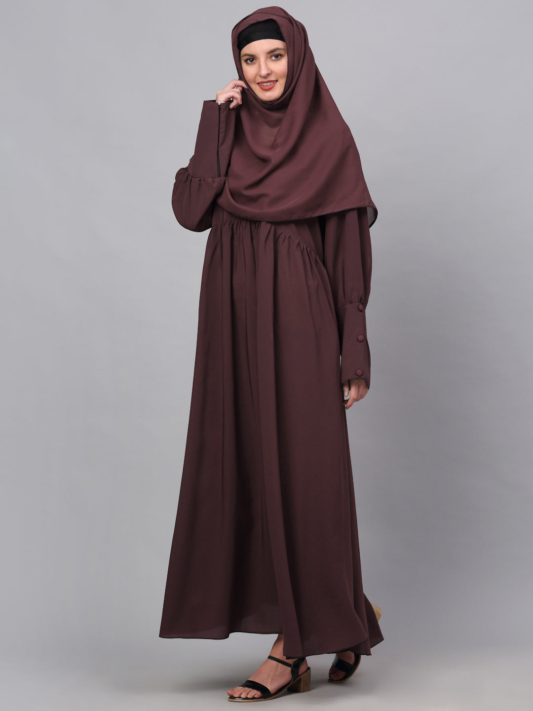 Klotthe Women Maroon Embellished Burqa With Scarves