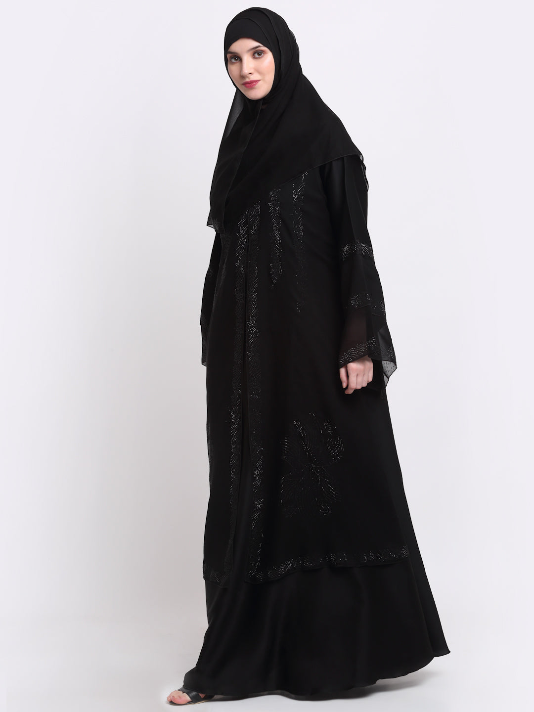 Klotthe Women Black Solid Burqa With Scarf