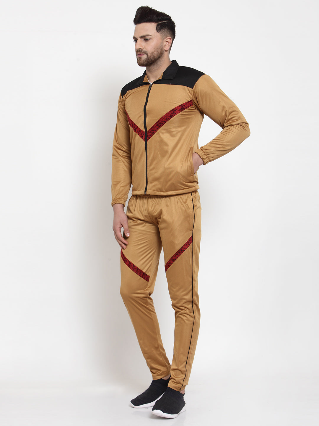 KLOTTHE Mustard Polyester Solid Tracksuit
