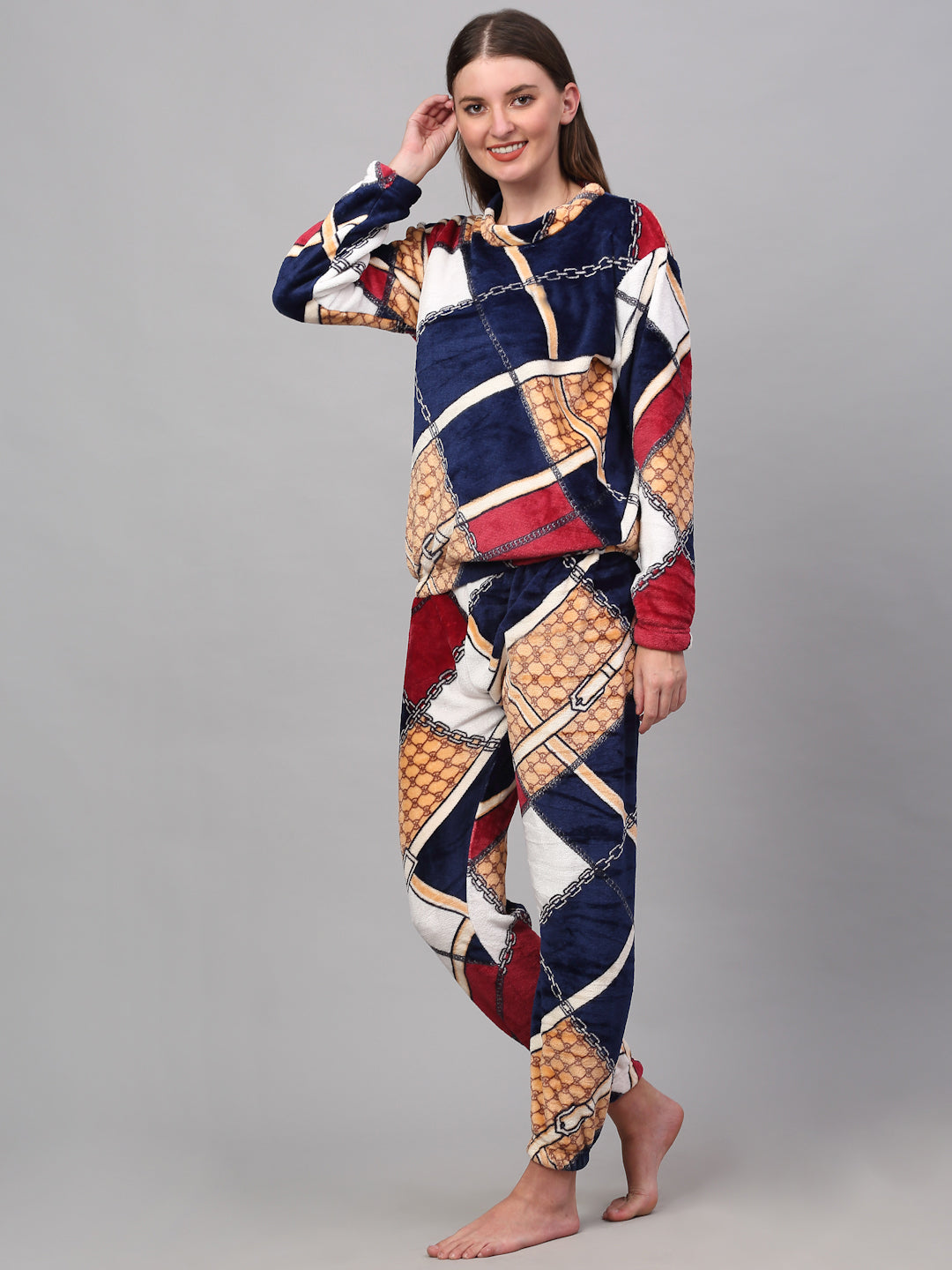 Klotthe Women MultiColor Printed Wool Blend Night Suit