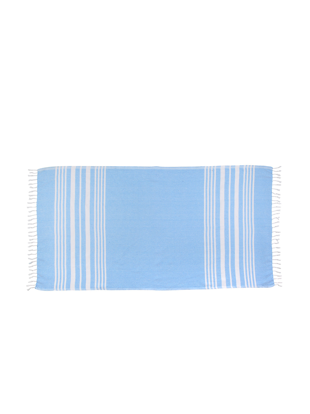 KLOTTHE Set of 3 Blue Cotton Striped Bath Towels (150X75 cm)
