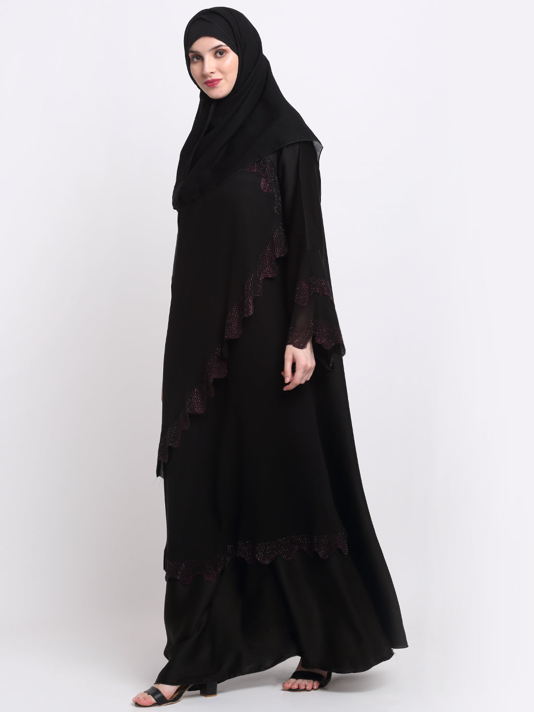 Klotthe Women Black Solid Burqa With Scarf
