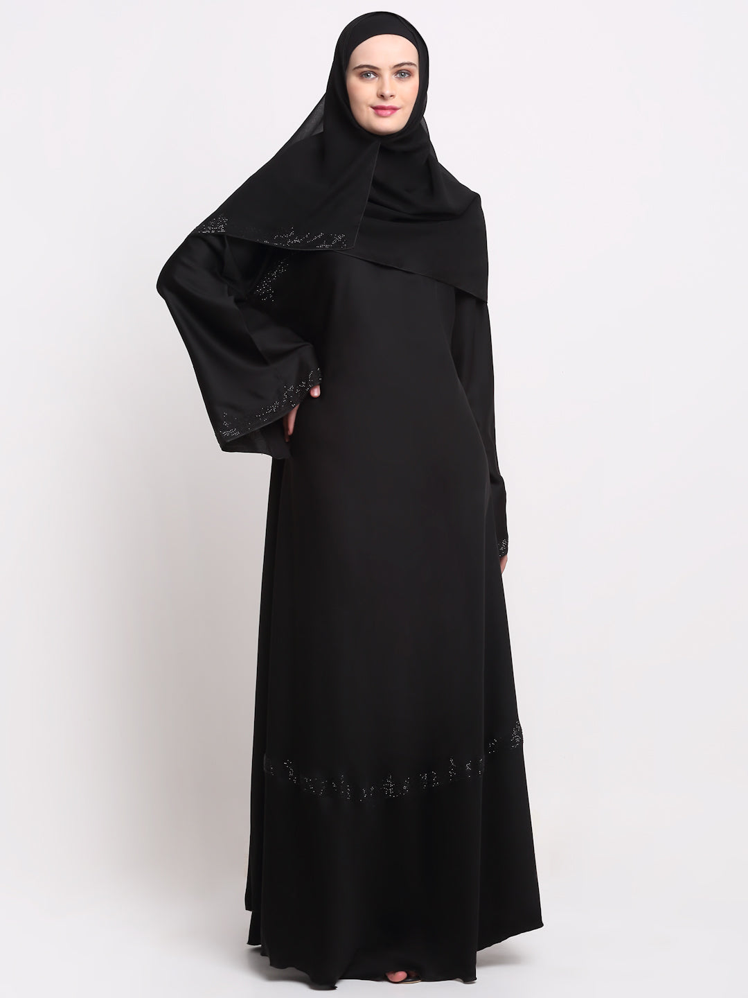 Klotthe Women Black Solid Burqa With Scarf