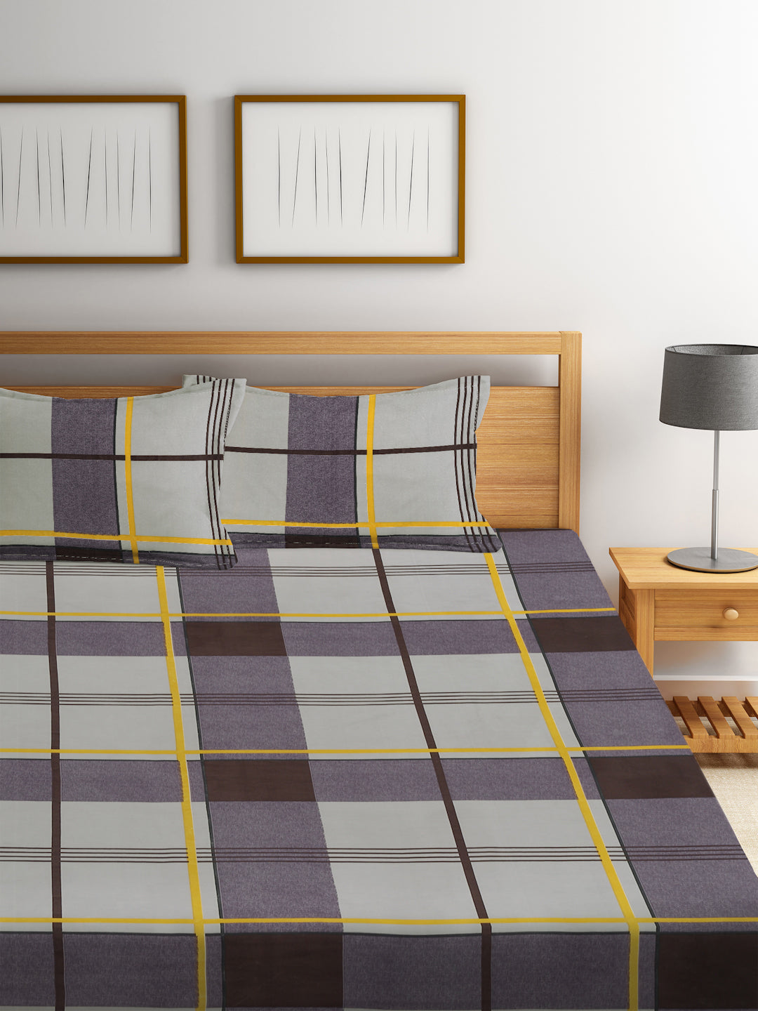 Book Fold King Size Elastic Fitted Bedsheet with Two Pillow Covers by KLOTTHE® (245 x 225 CM) (Latest Collection)