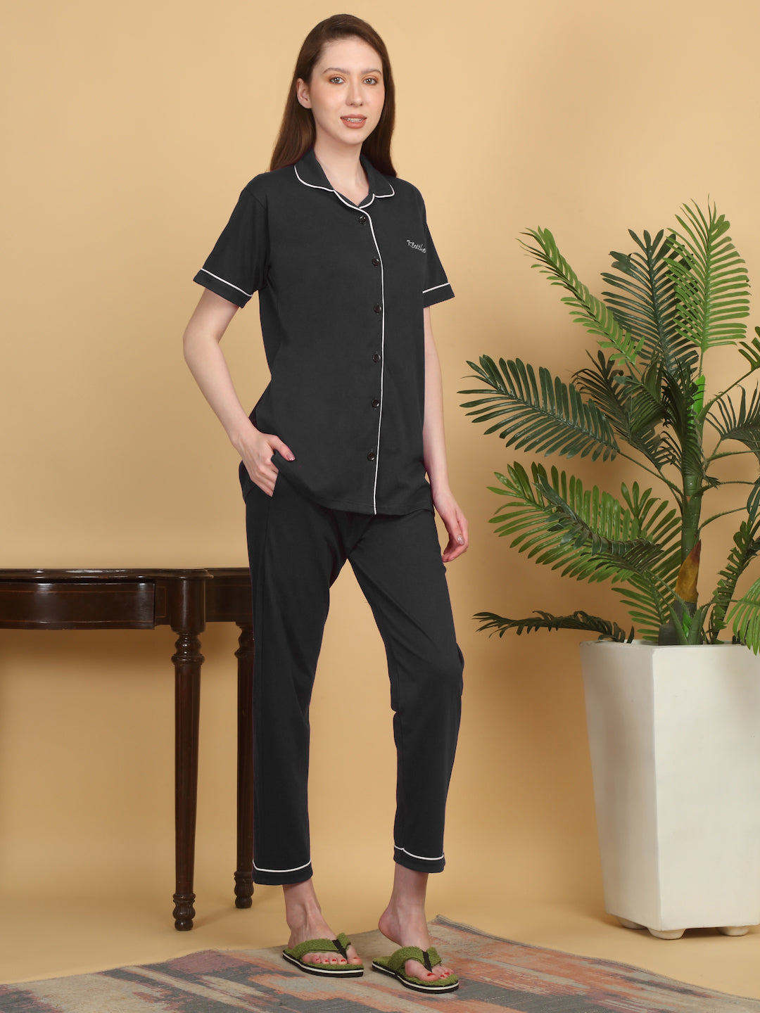 Solid Cotton Night Suits for Women by KLOTTHEĀ®