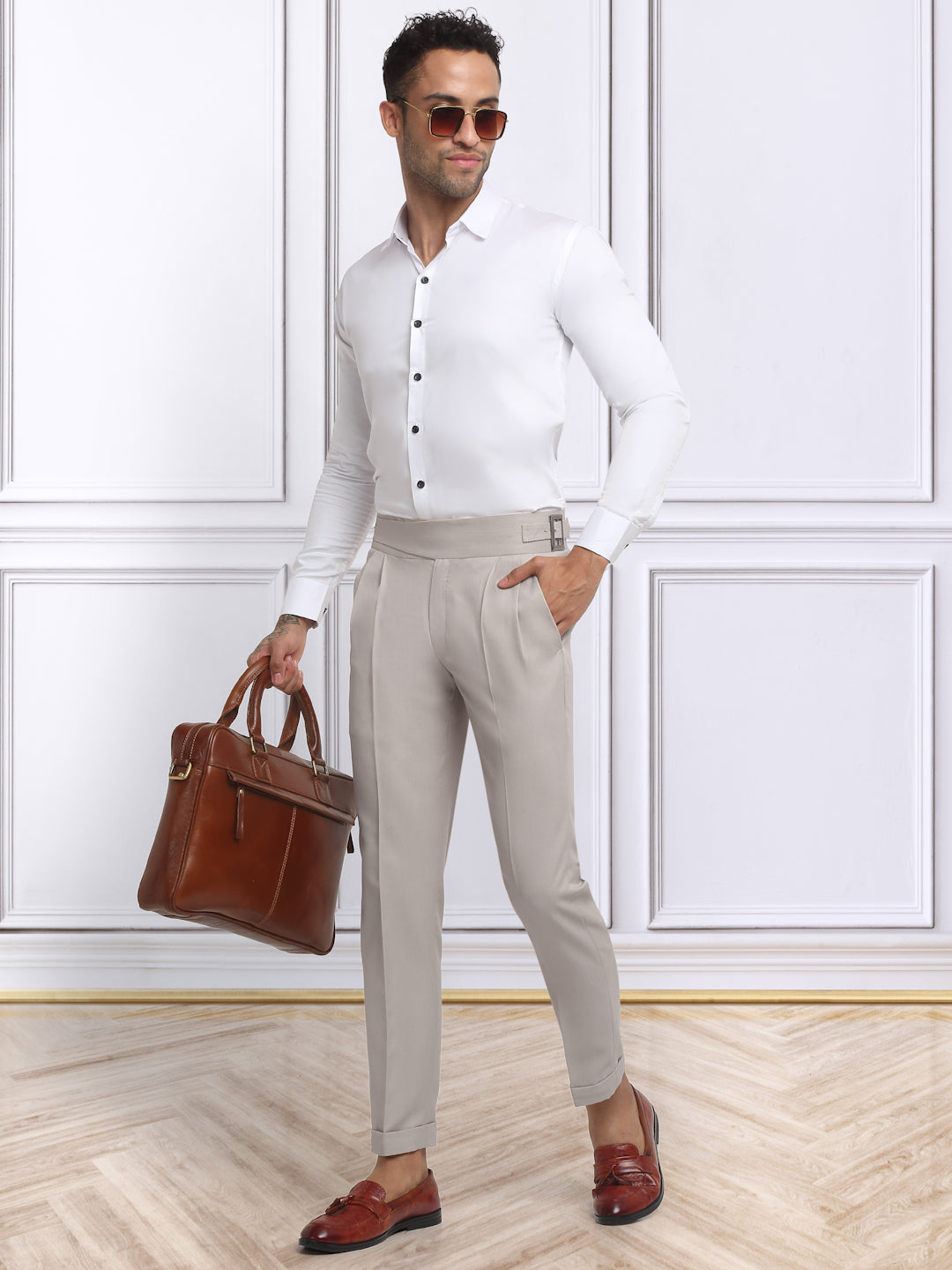 Italian Style Formal Gurkha Pant-Beige