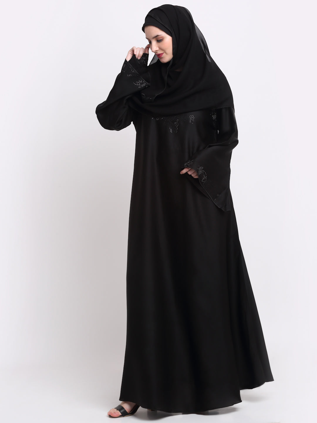 Klotthe Women Black Solid Burqa With Scarf