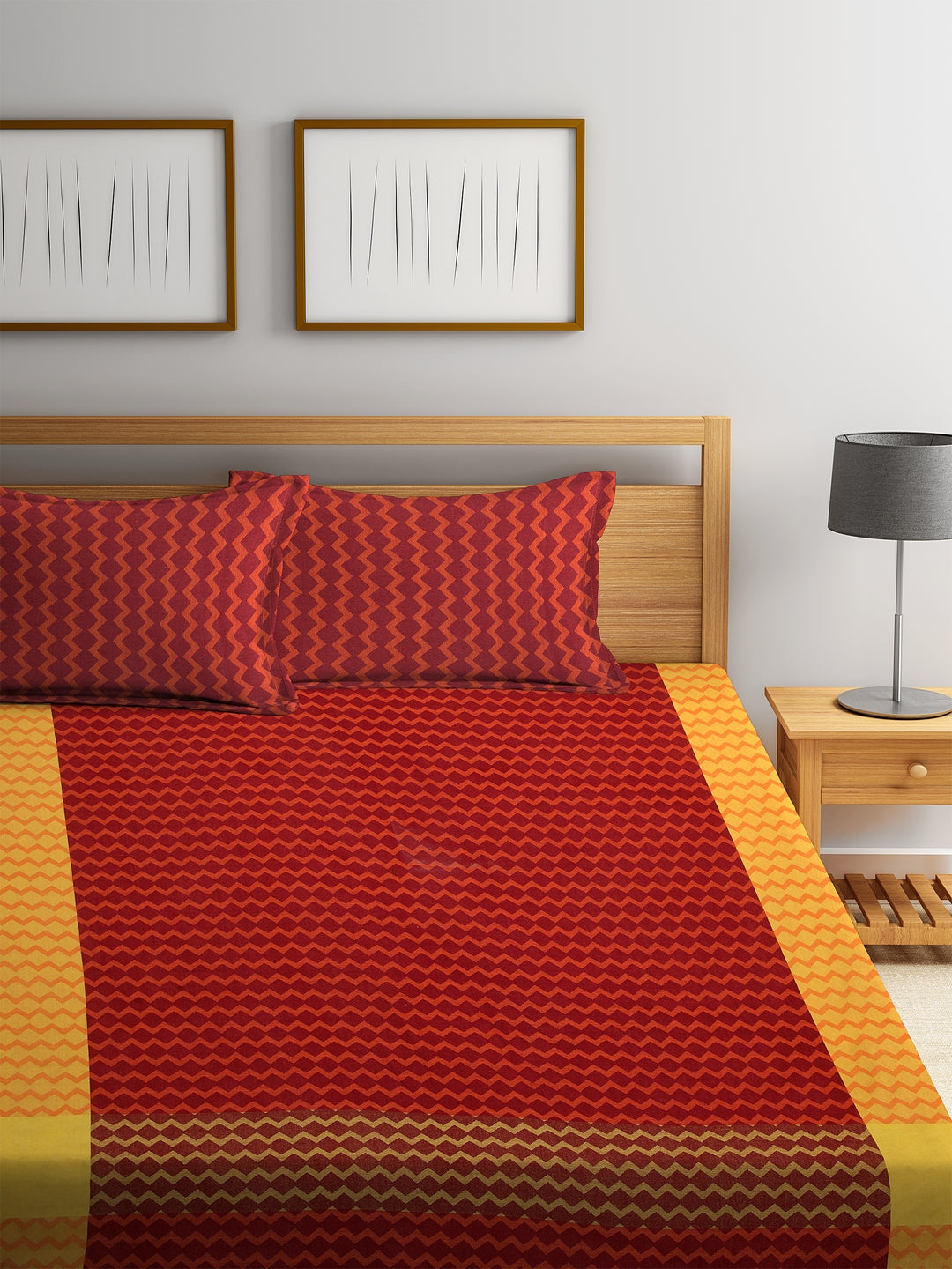 100% Pure Cotton King Size Handwoven Bed Cover with Two Pillow Covers by KLOTTHEĀ® (Green)