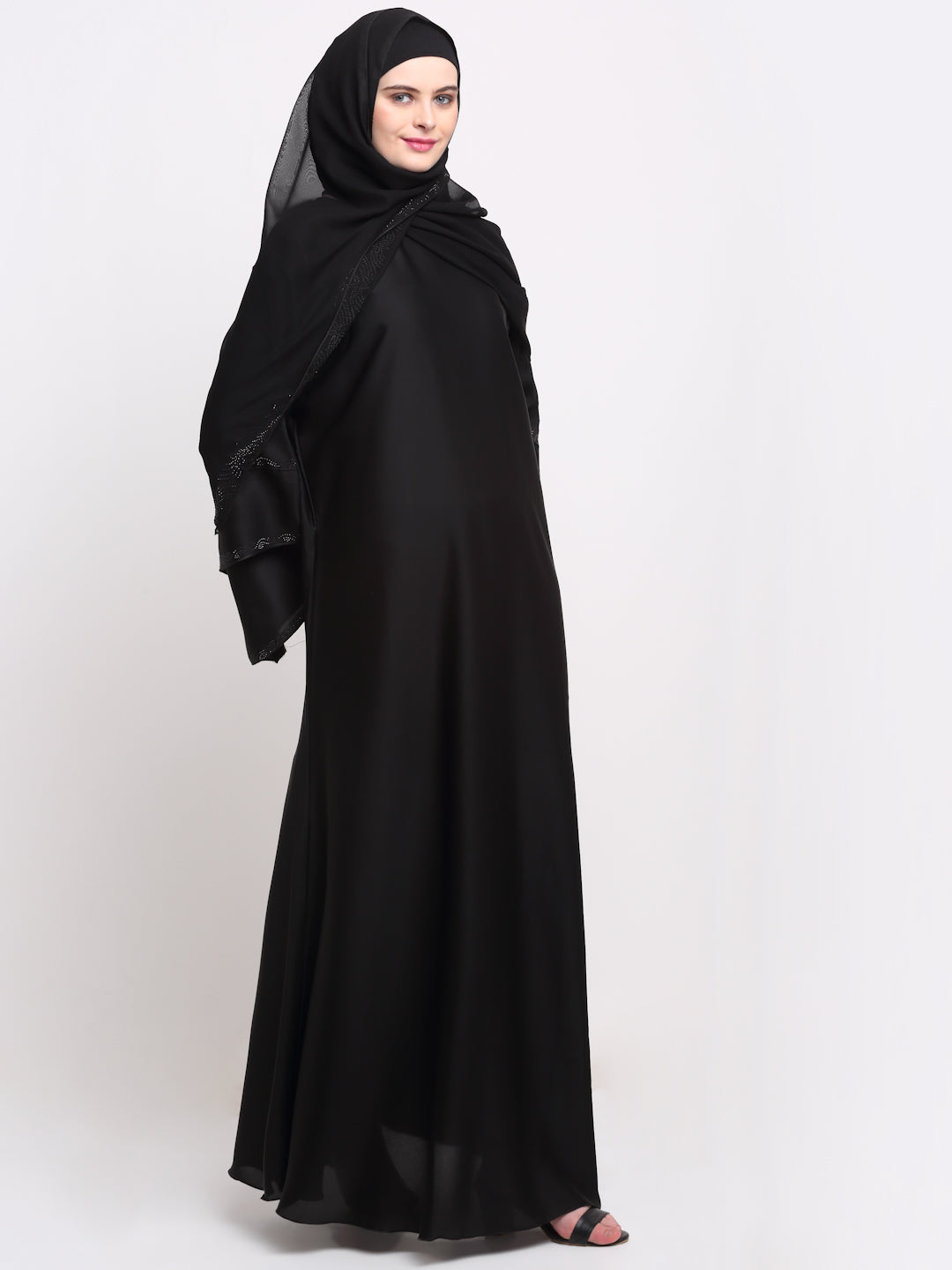 Klotthe Women Black Solid Burqa with Scarf