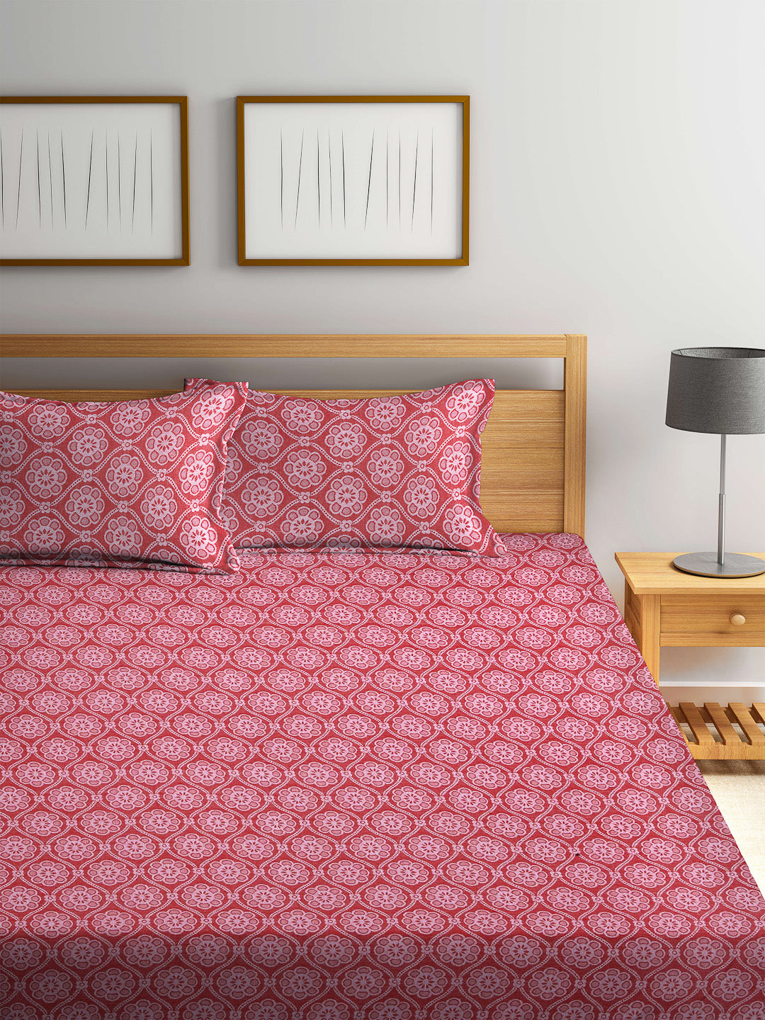 100% Pure Cotton King Size Handwoven Bed Cover with Two Pillow Covers by KLOTTHEĀ® (Green)