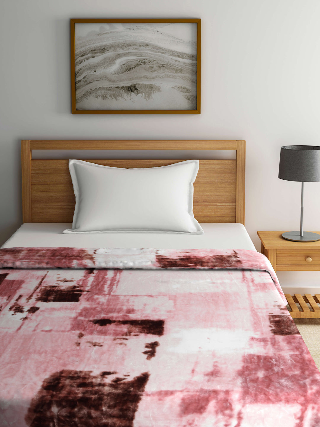 Klotthe Unisex Pink Abstract Heavy Winter 1000 GSM Single Bed Blanket