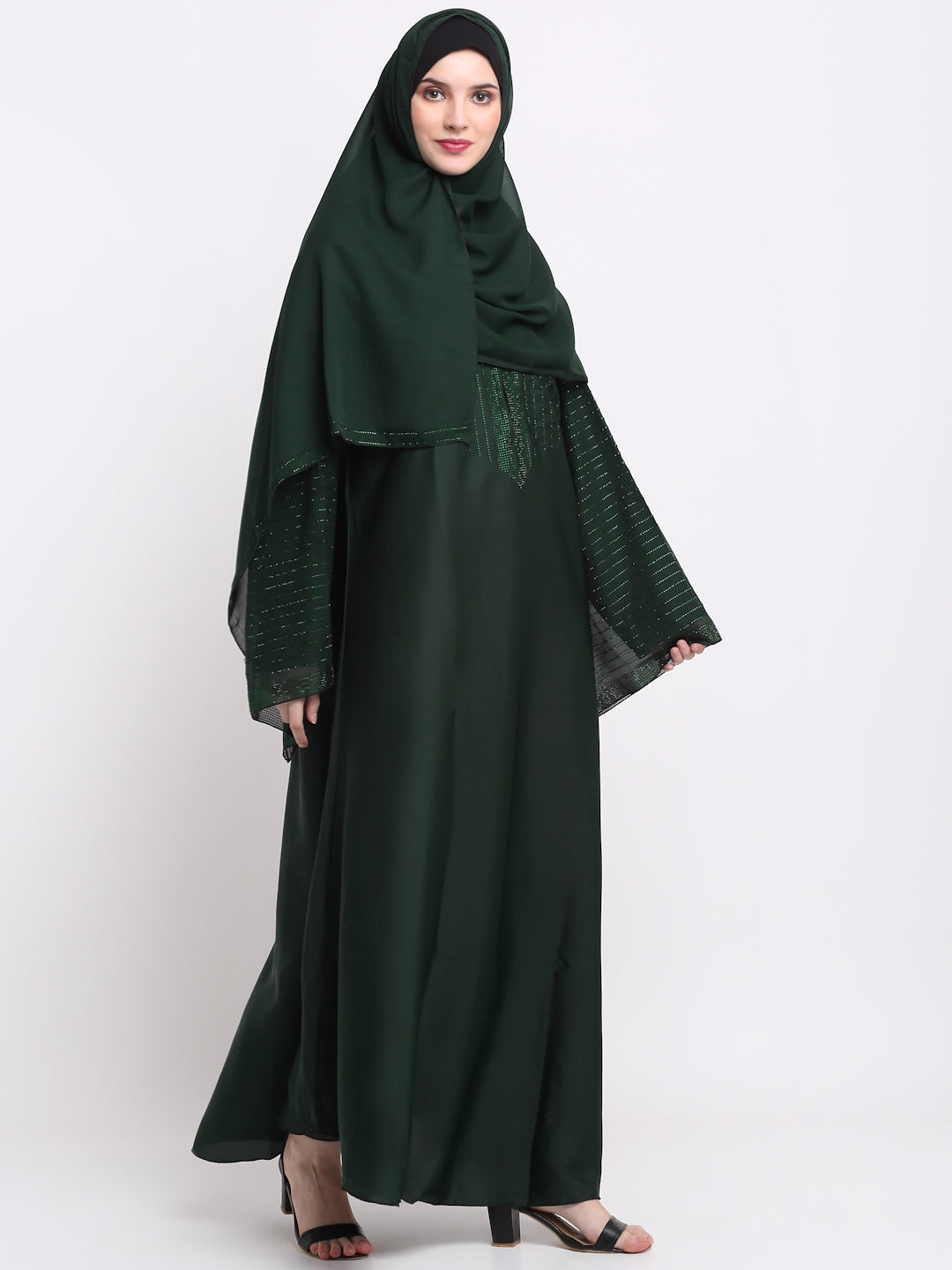 Klotthe Women Green Solid Burqa With Scarf