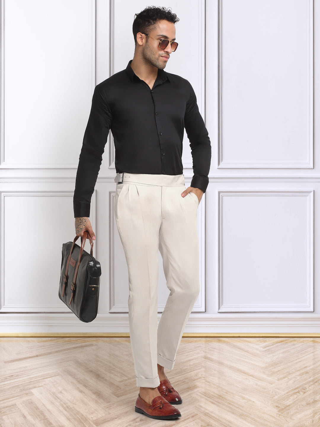 Italian Style Formal Gurkha Pant-Cream