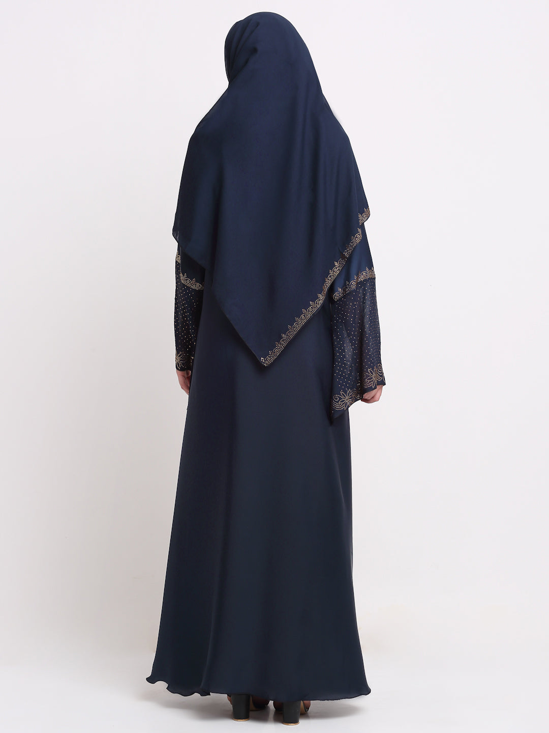 Klotthe Women Navy Blue Solid Burqa With Scarf