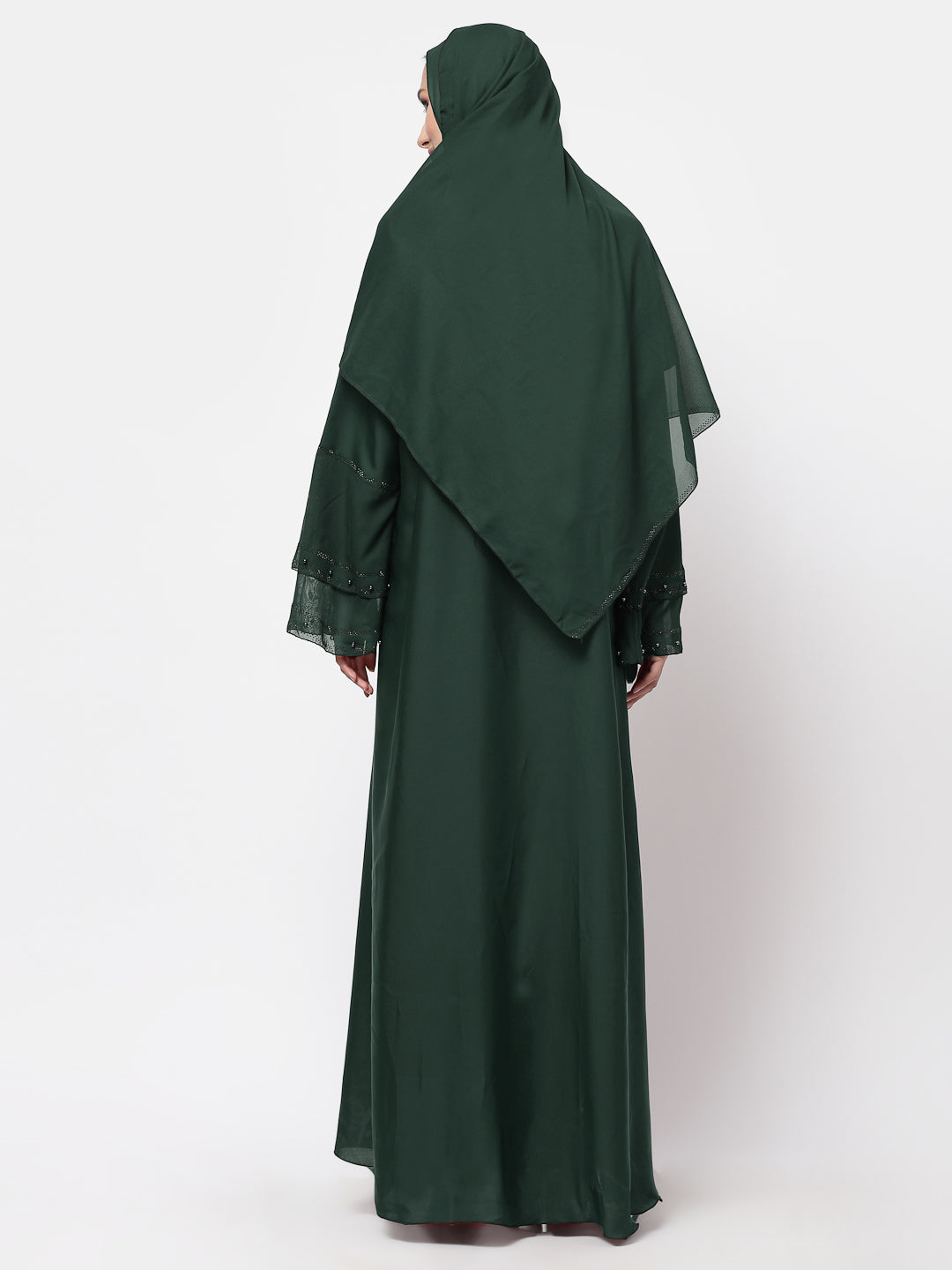 Klotthe Women Green Embellished Burqa With Scarves