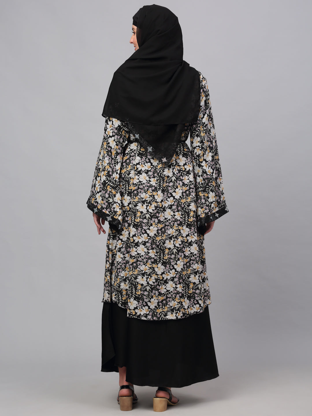 Klotthe Women Multicolor Embellished Burqa With Scarves