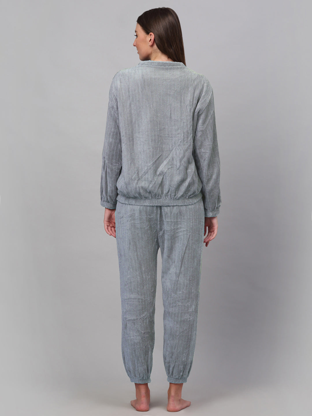 Klotthe Women Grey Wool Blend Solid Night Suit