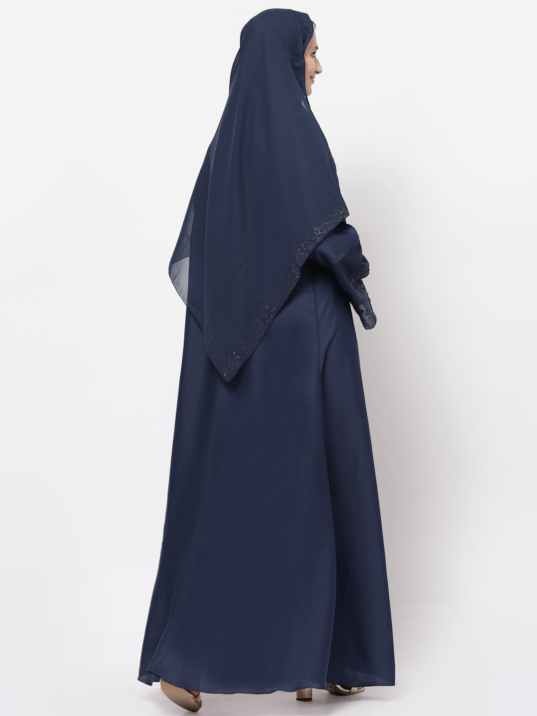 Klotthe Women Blue Embellished Burqa With Scarves