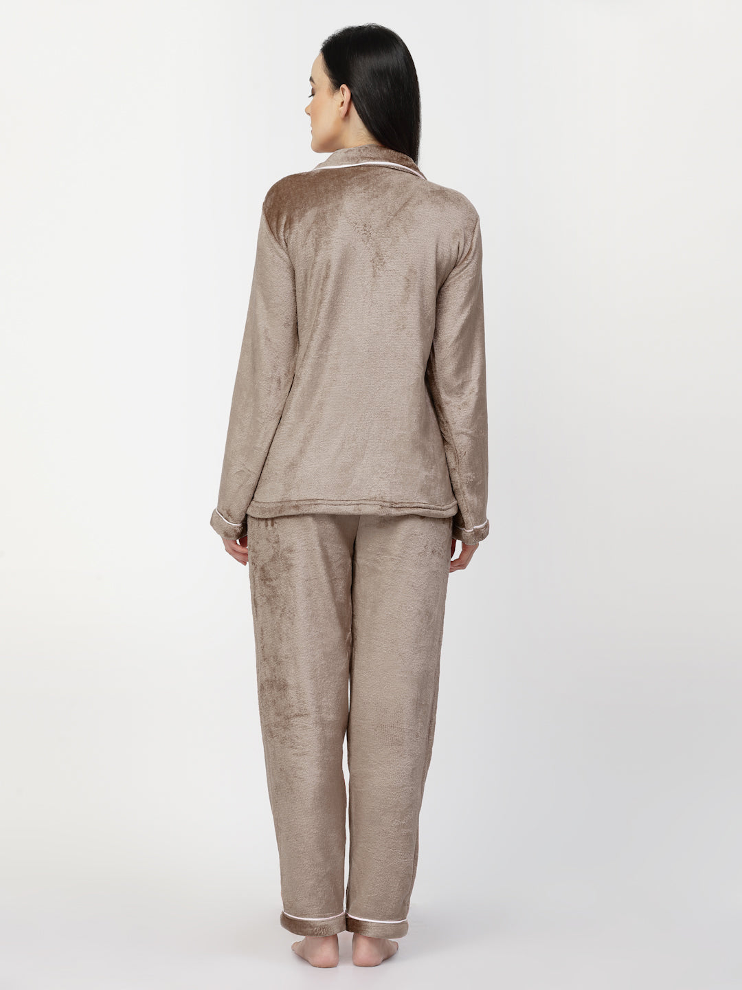 Klotthe Women Brown Solid Woolen Night Suit