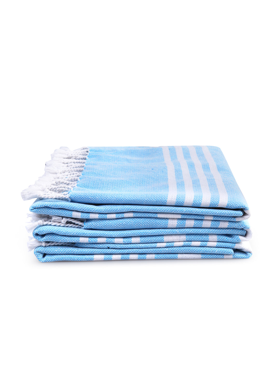 KLOTTHE Set of 3 Blue Cotton Striped Bath Towels (150X75 cm)