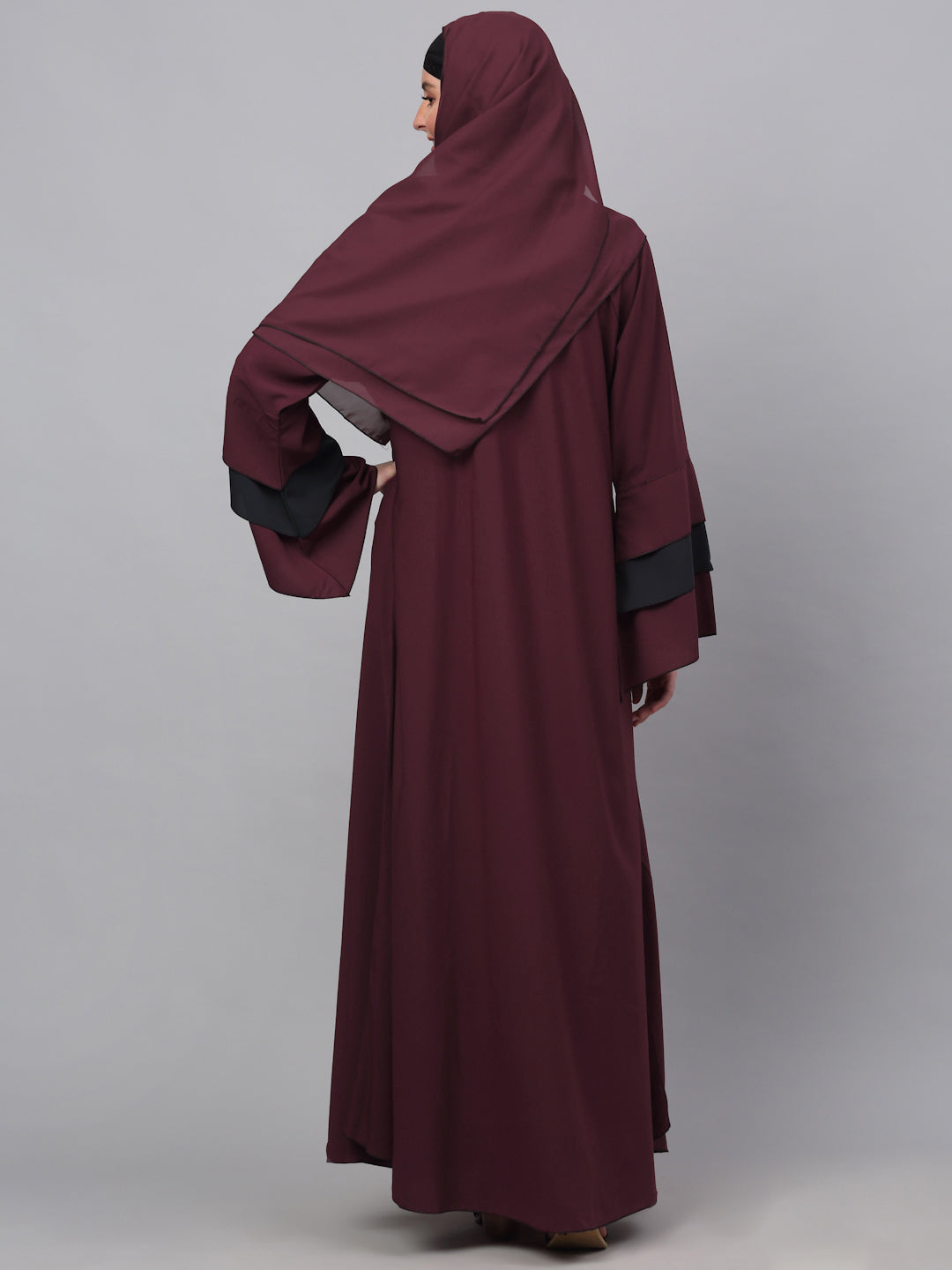 Klotthe Women Maroon Embellished Burqa With Scarves
