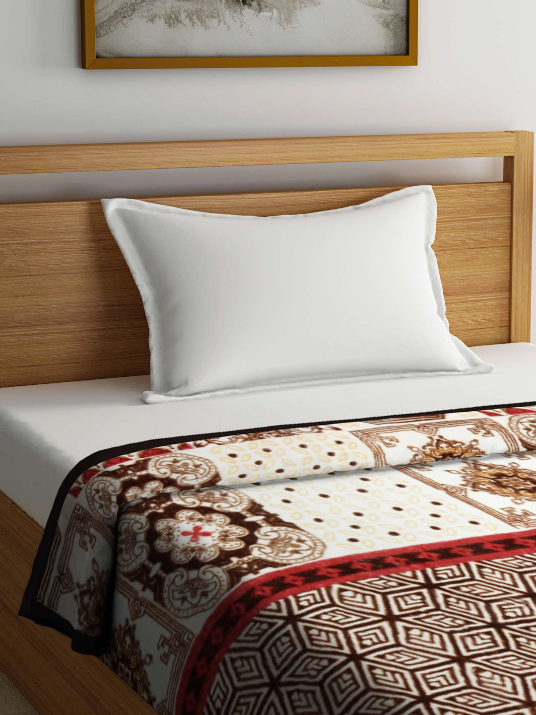 Klotthe Unisex Brown Abstract Heavy Winter 1000 GSM Single Bed Blanket