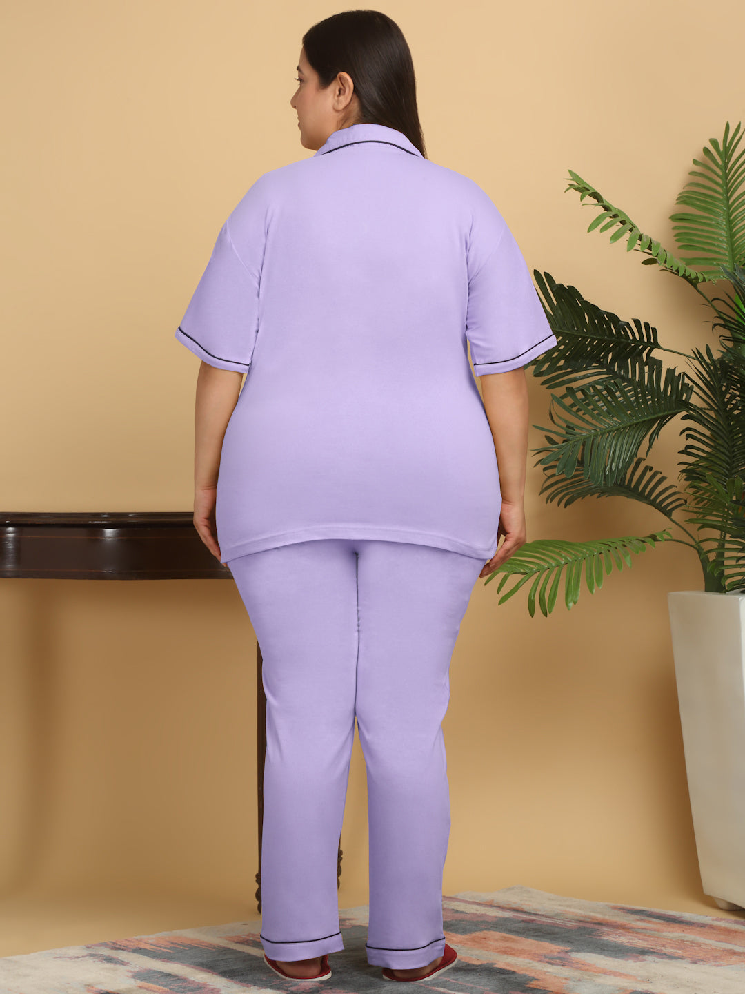 Klotthe Women Lavender Solid Cotton Night Suit