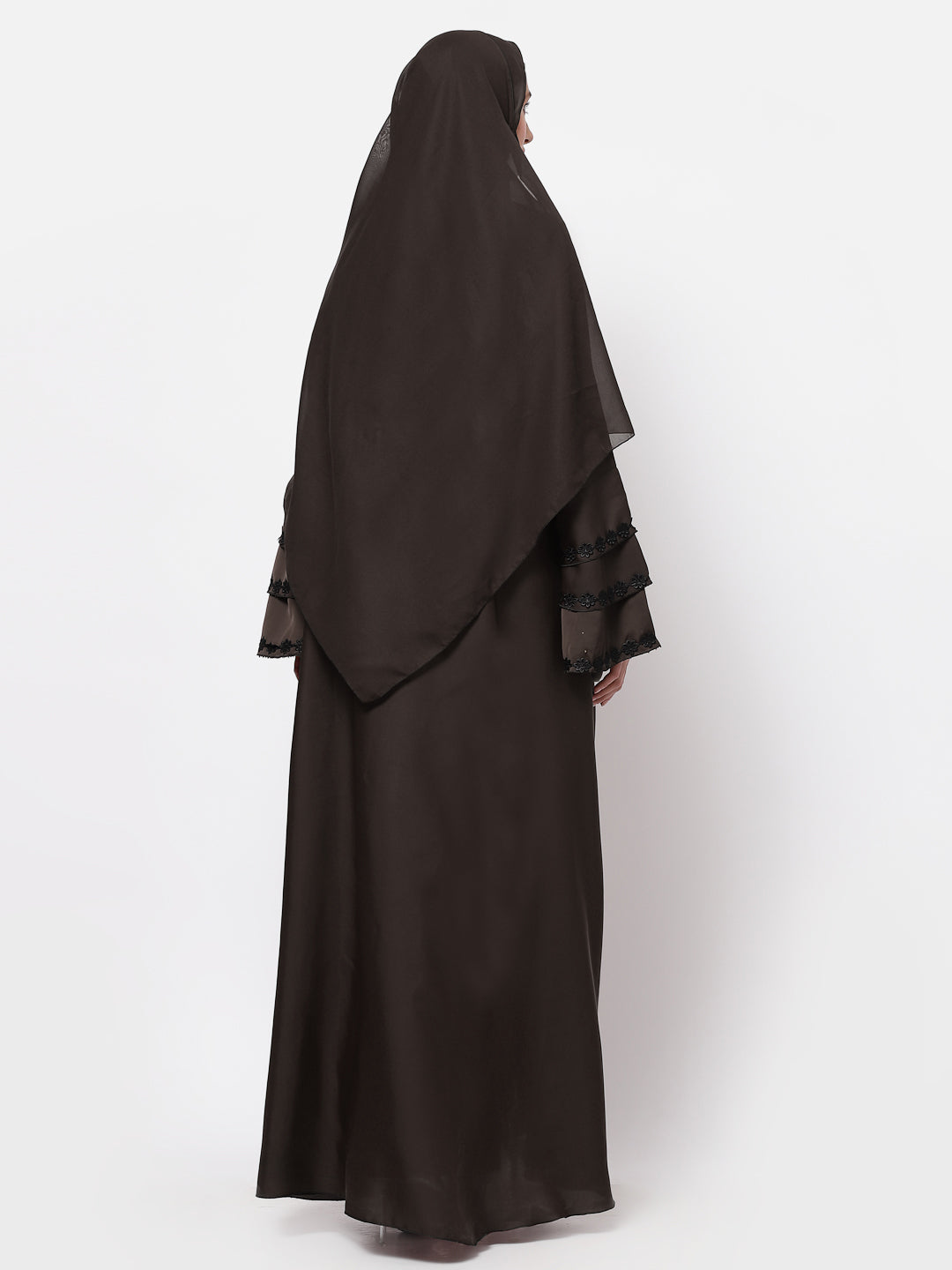 Klotthe Women Brown Embellished Burqa With Scarves