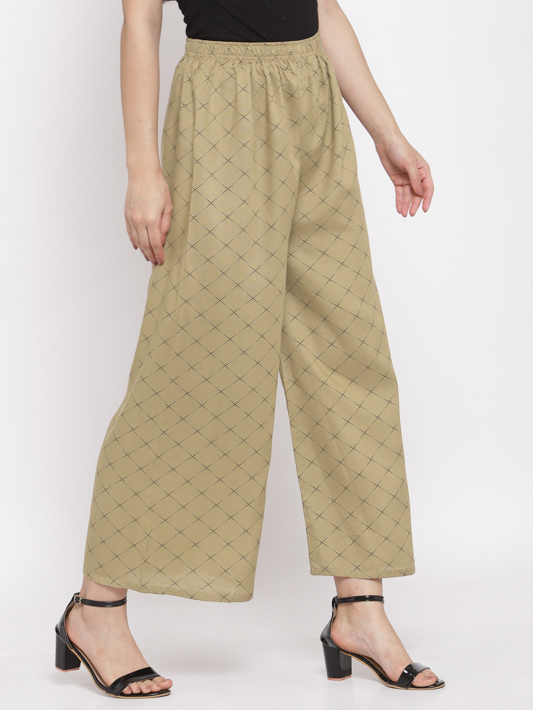 KLOTTHE Women Beige Wide Leg Palazzos