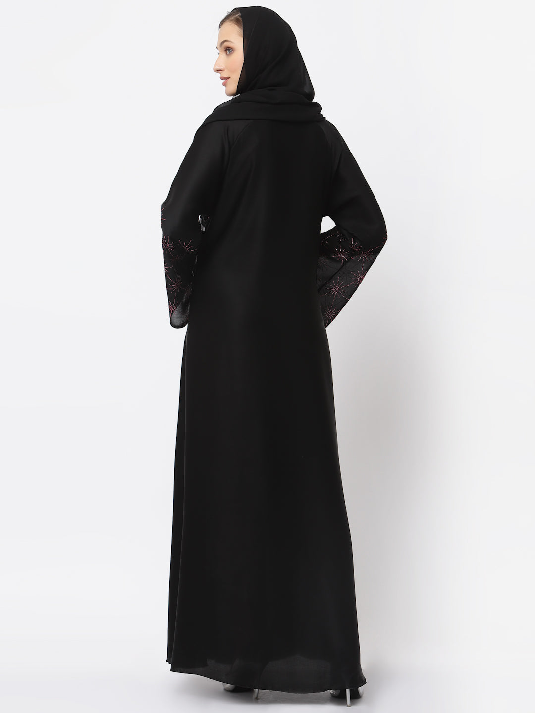 Klotthe Women Black Embellished Burqa With Scarves