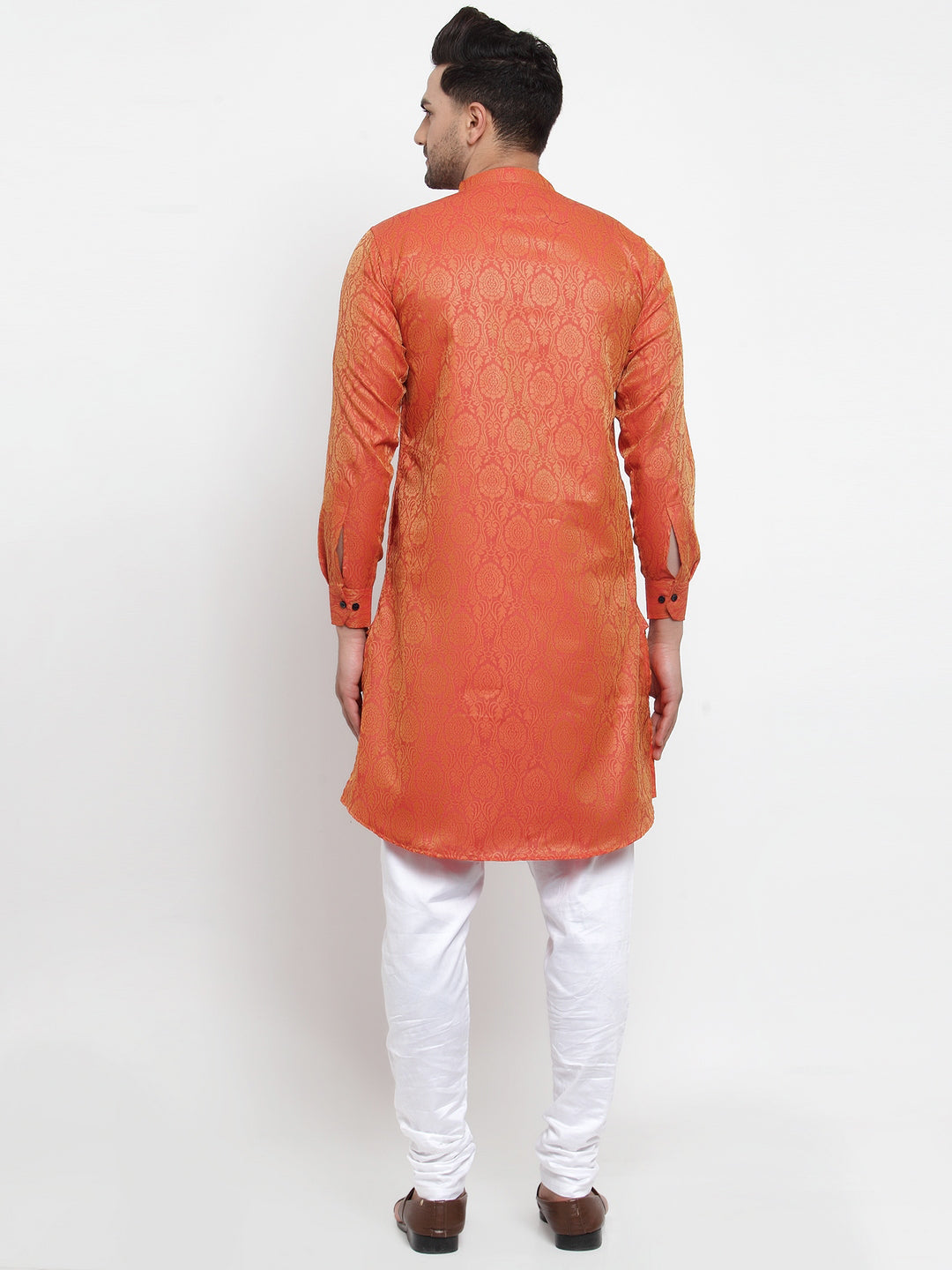 KLOTTHE Orange Viscose Rayon Woven Design Kurtas