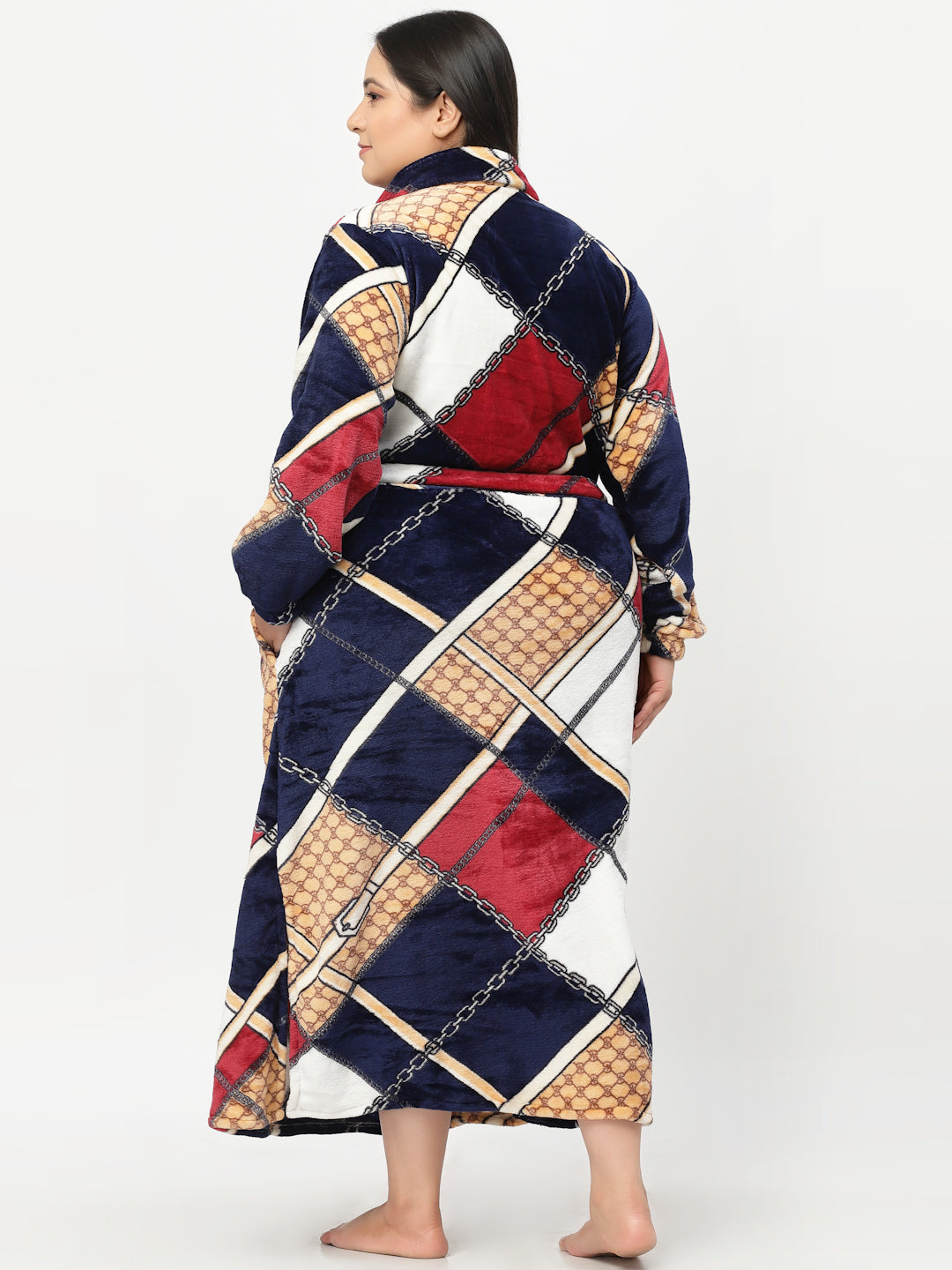 Klotthe Women MultiColor Printed Bath Robe With Belt