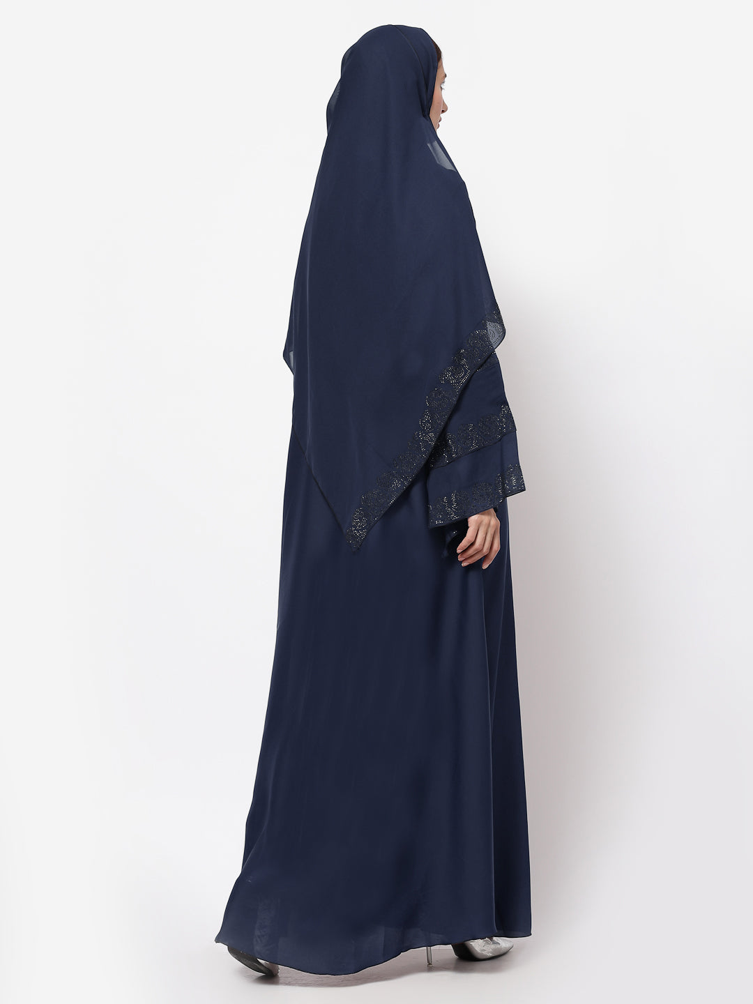 Klotthe Women Blue Embellished Burqa With Scarves