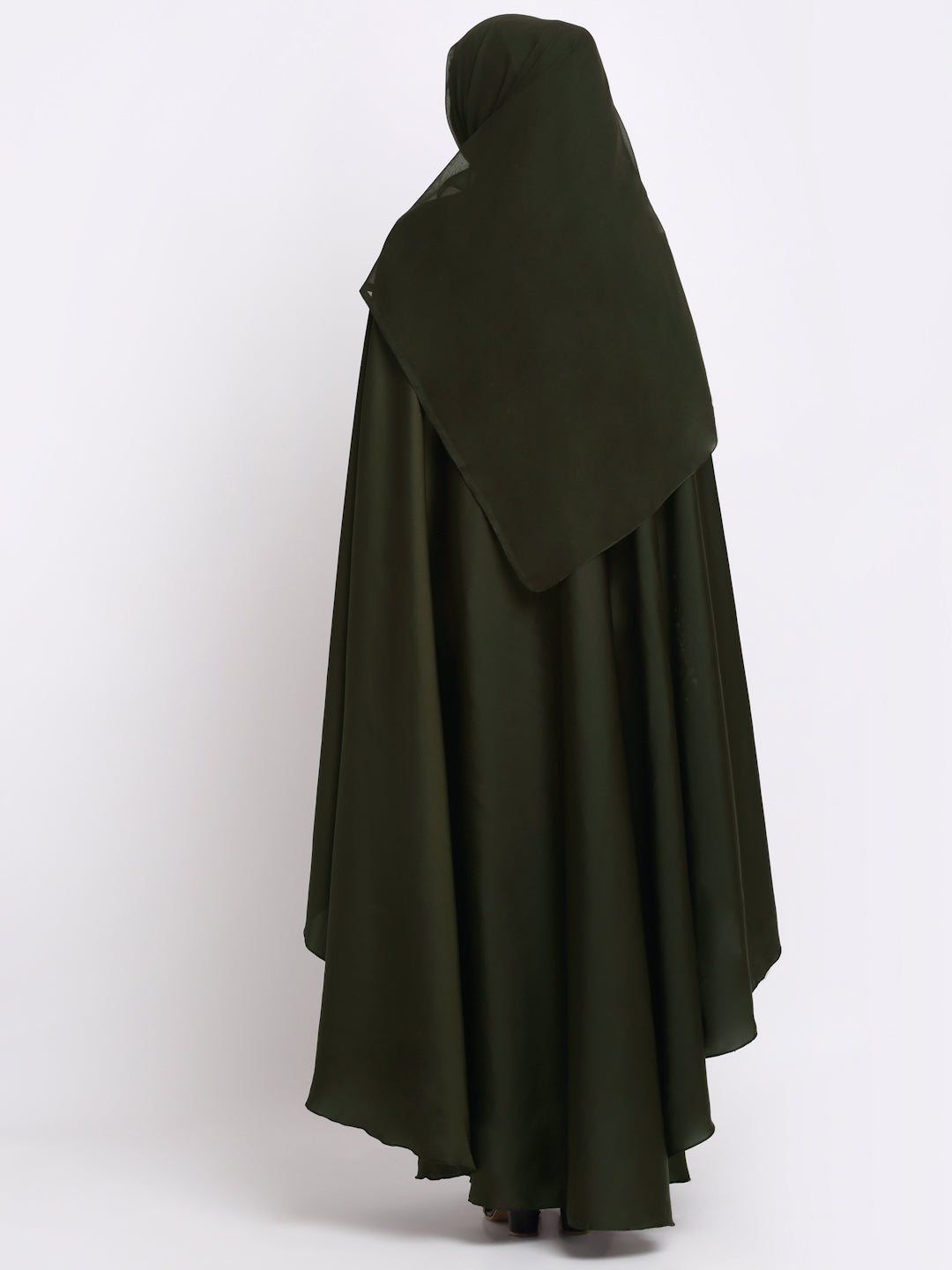Klotthe Women Olive Embroidered Burqa With Scarves