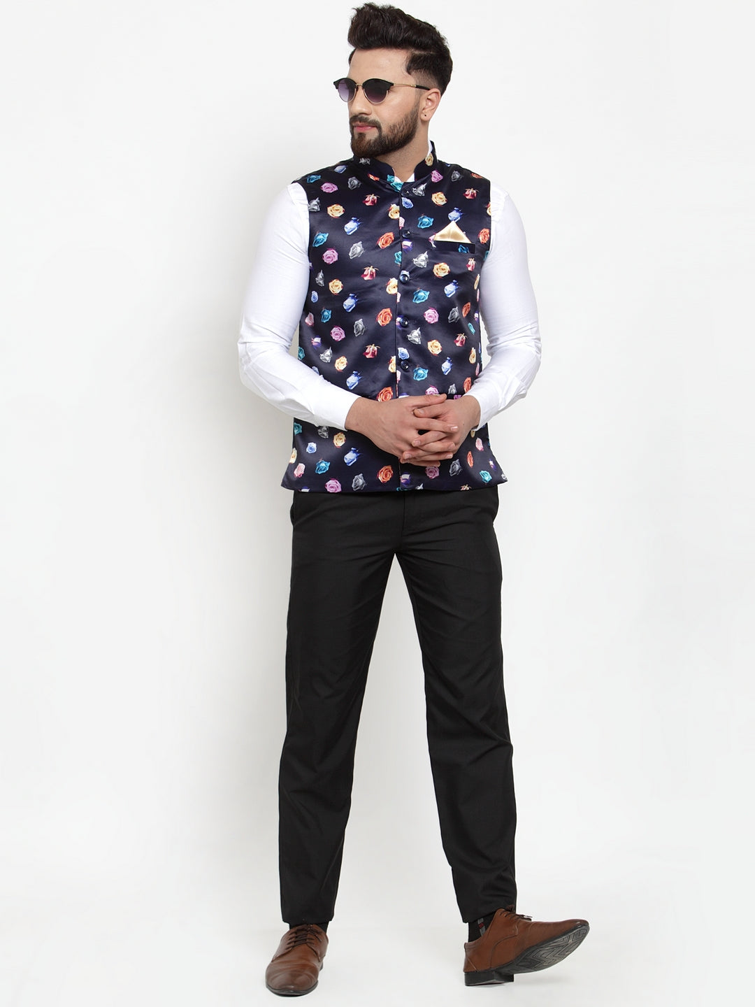 Blue Polyrayon Party Nehru Jackets