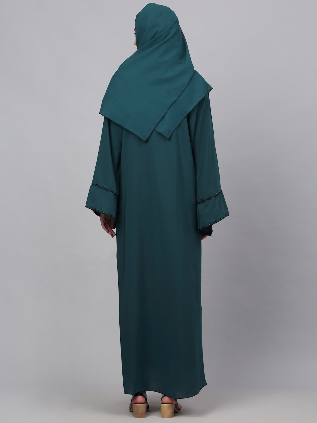 Klotthe Women Turq Embellished Burqa With Scarves