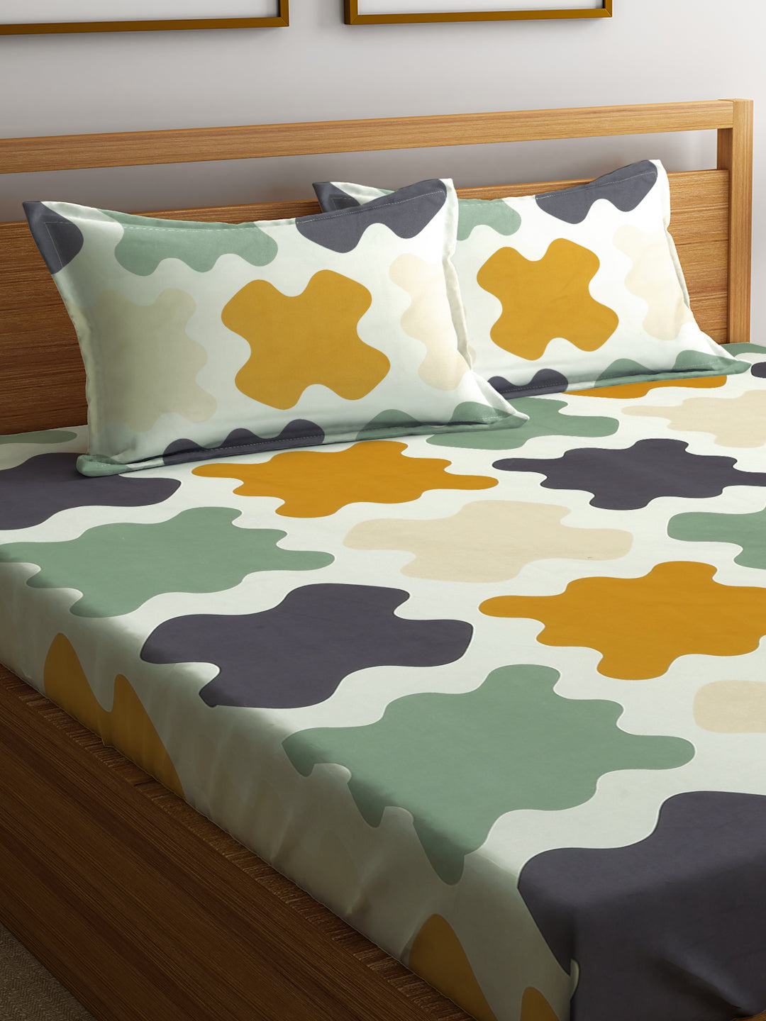 Book Fold King Size Elastic Fitted Bedsheet with Two Pillow Covers by KLOTTHE® (245 x 225 CM) (Latest Collection)