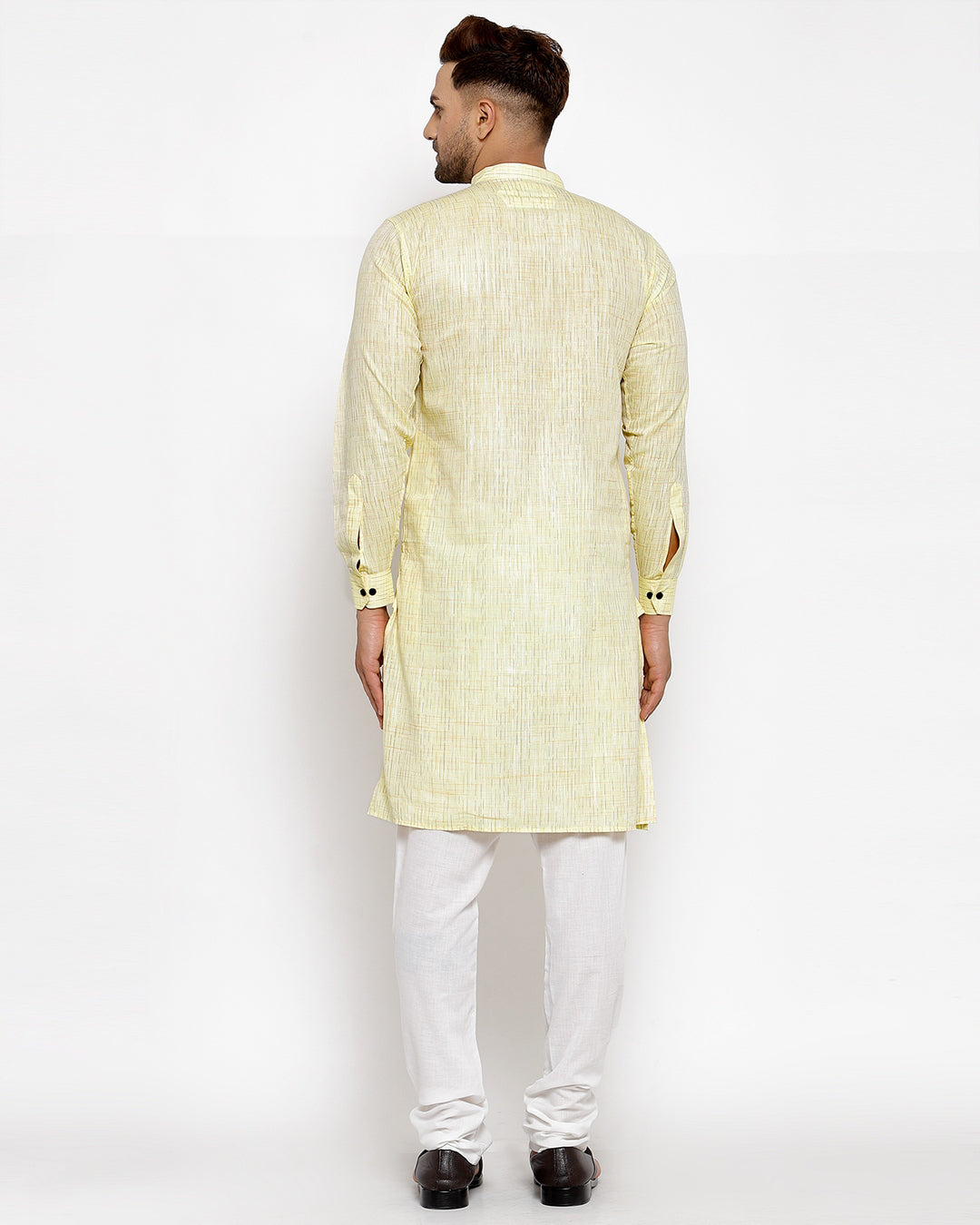 KLOTTHE Yellow Cotton Striped Kurta