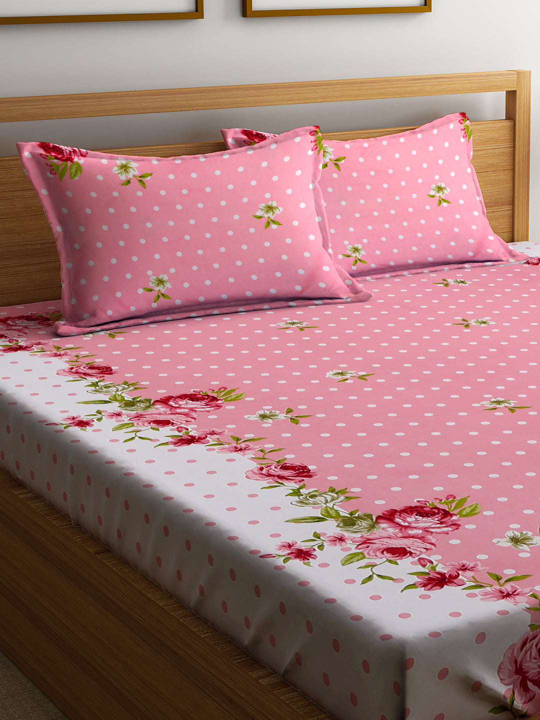 Book Fold King Size Elastic Fitted Bedsheet with Two Pillow Covers by KLOTTHE® (245 x 225 CM) (Latest Collection)
