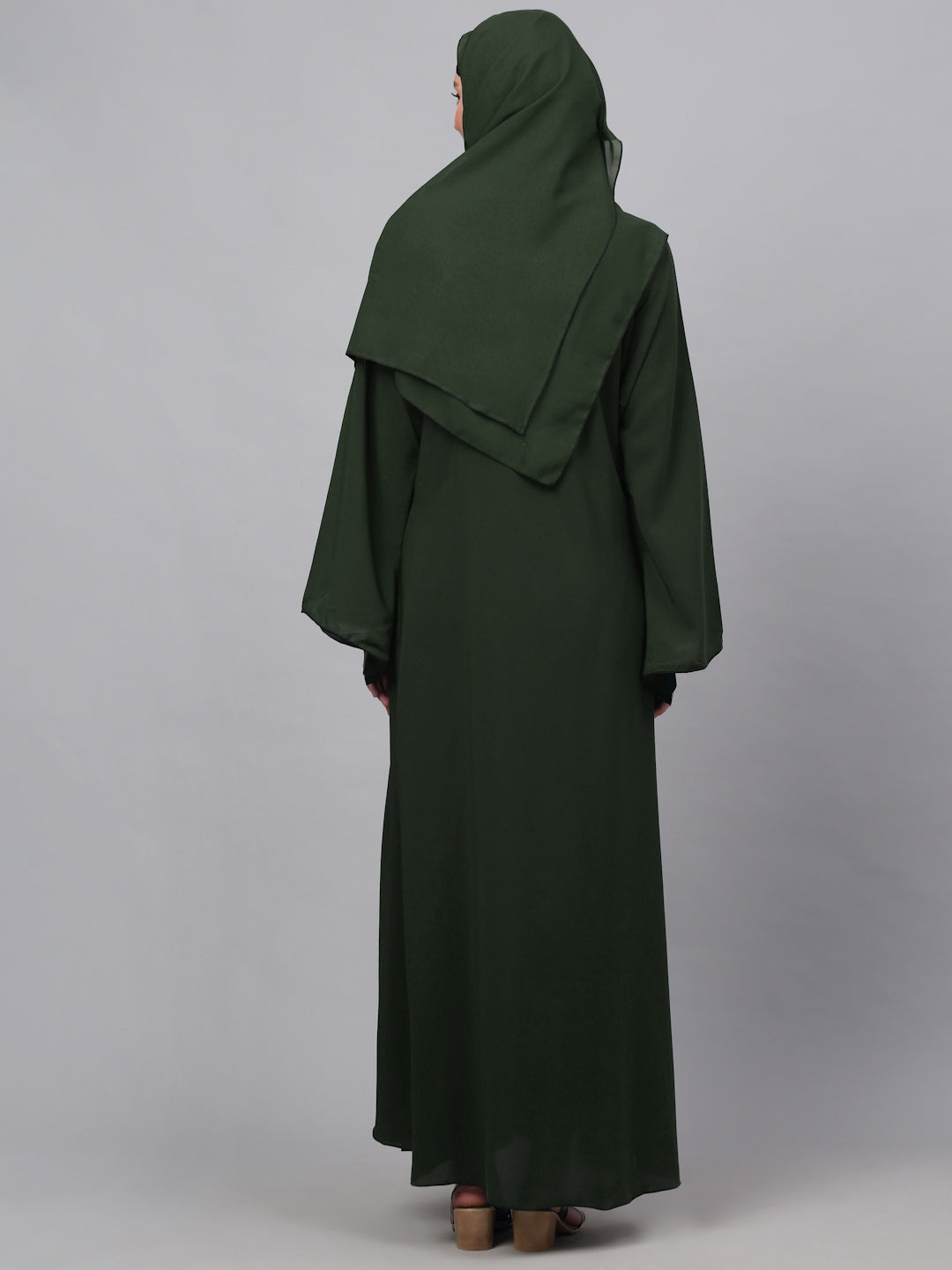Klotthe Women Olive Embellished Burqa With Scarves