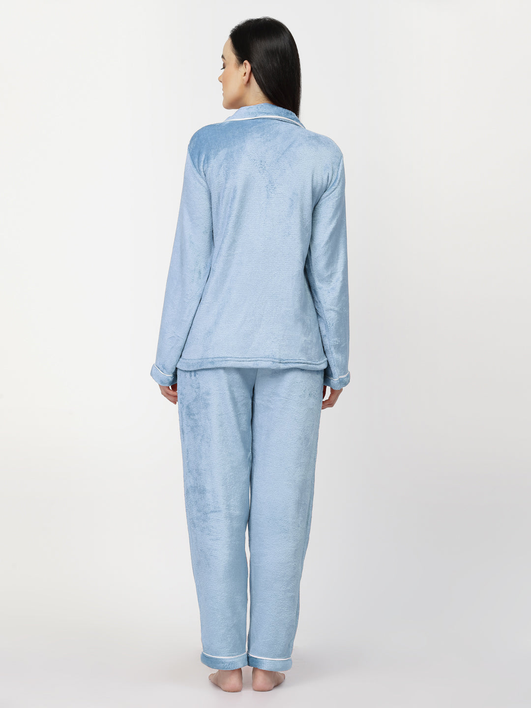 Klotthe Women SkyBlue Solid Woolen Night Suit