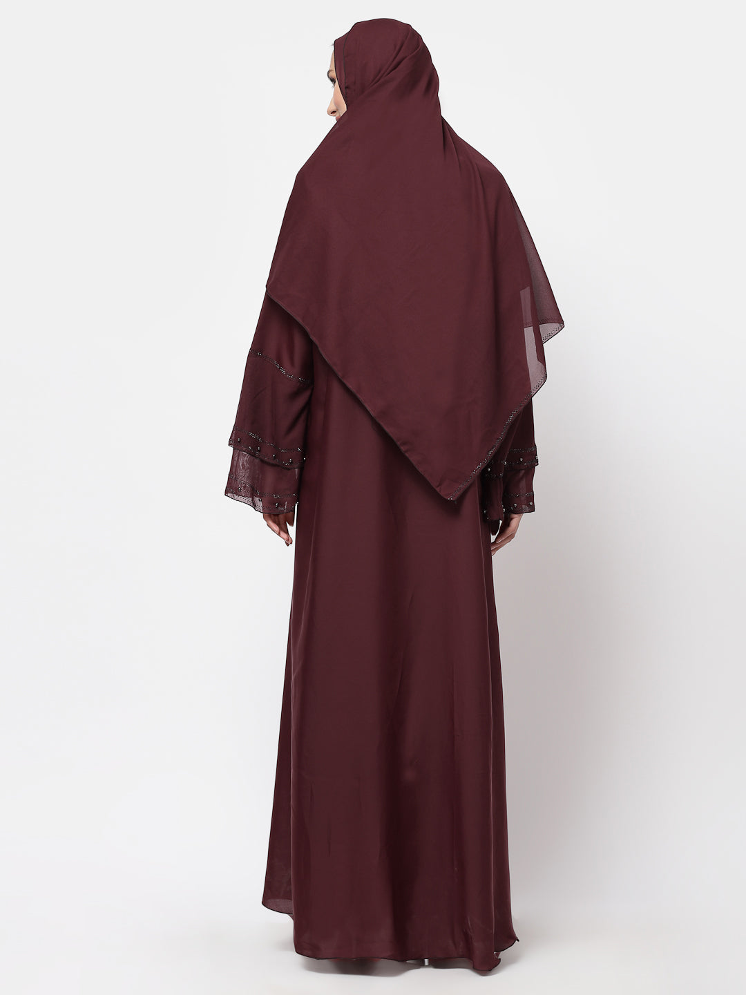 Klotthe Women Maroon Embellished Burqa With Scarves