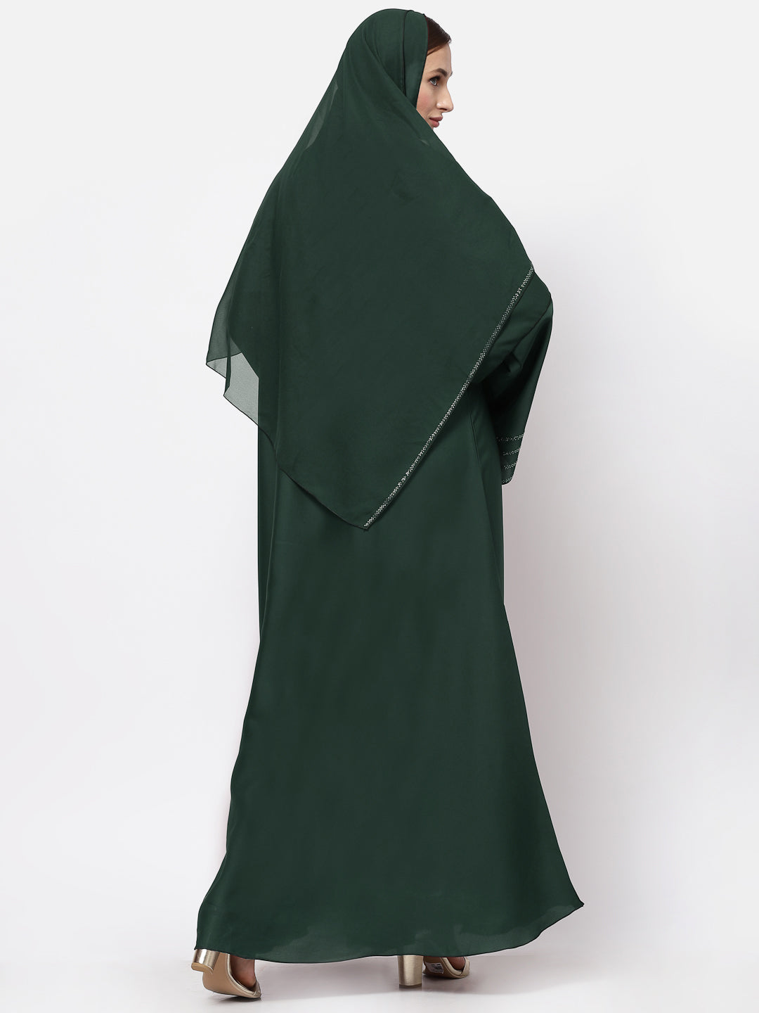 Klotthe Women Green Embellished Burqa With Scarves
