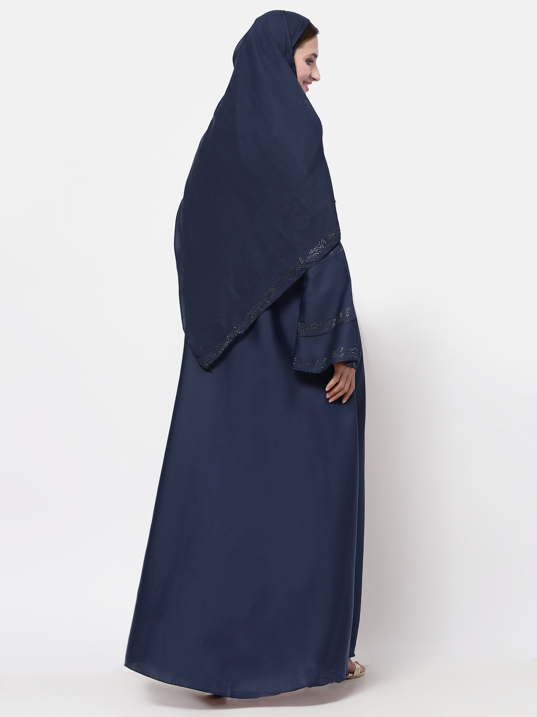 Klotthe Women Blue Embellished Burqa With Scarves