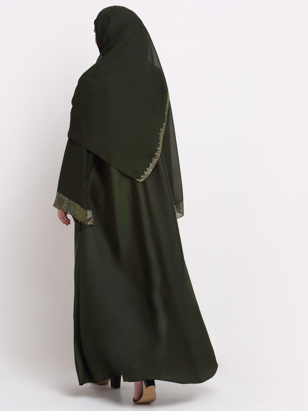 Klotthe Women Green Solid Burqa With Scarf