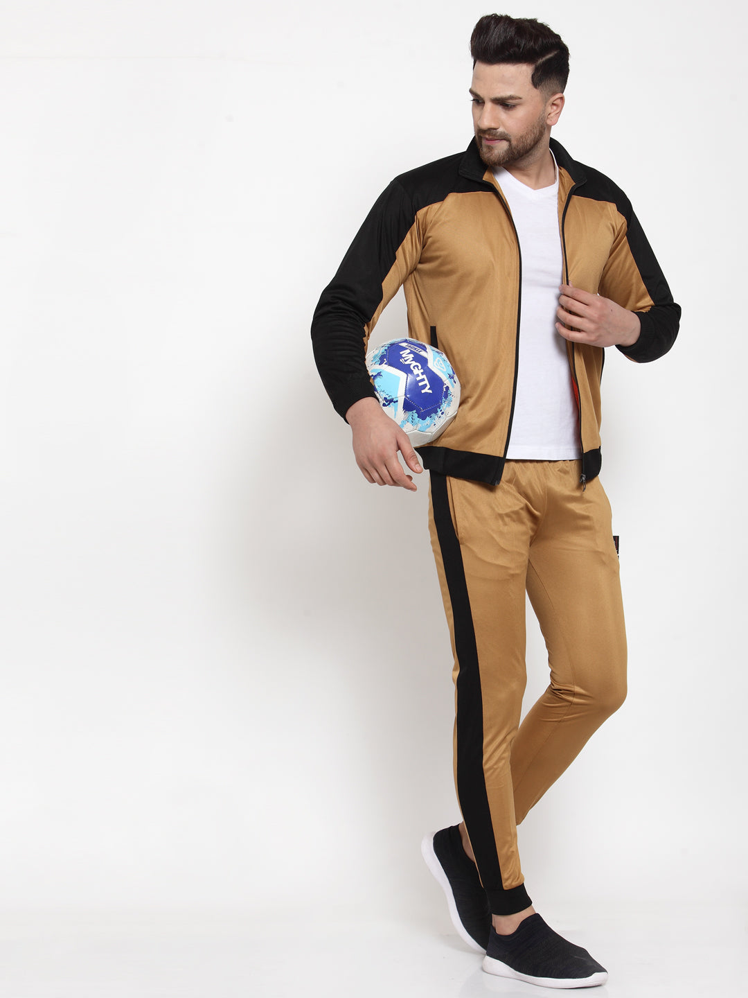 KLOTTHE Mustard Polyester Solid Tracksuit