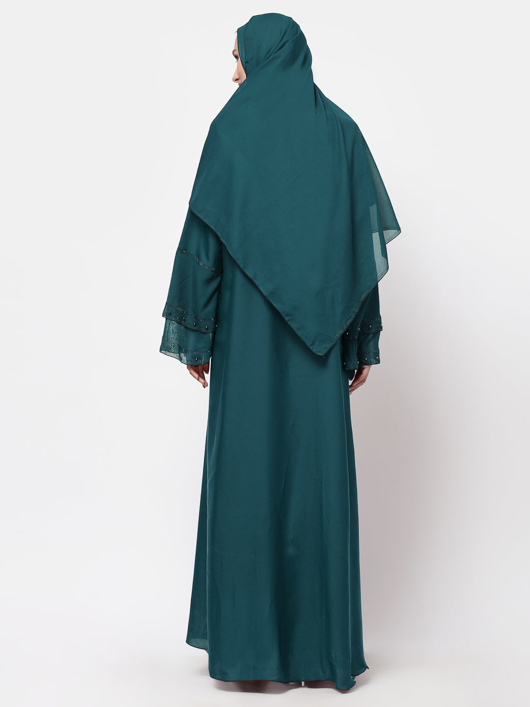 Klotthe Women Turquise Embellished Burqa With Scarves